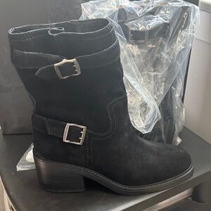 Vince Camuto Black Suede Moto Boots